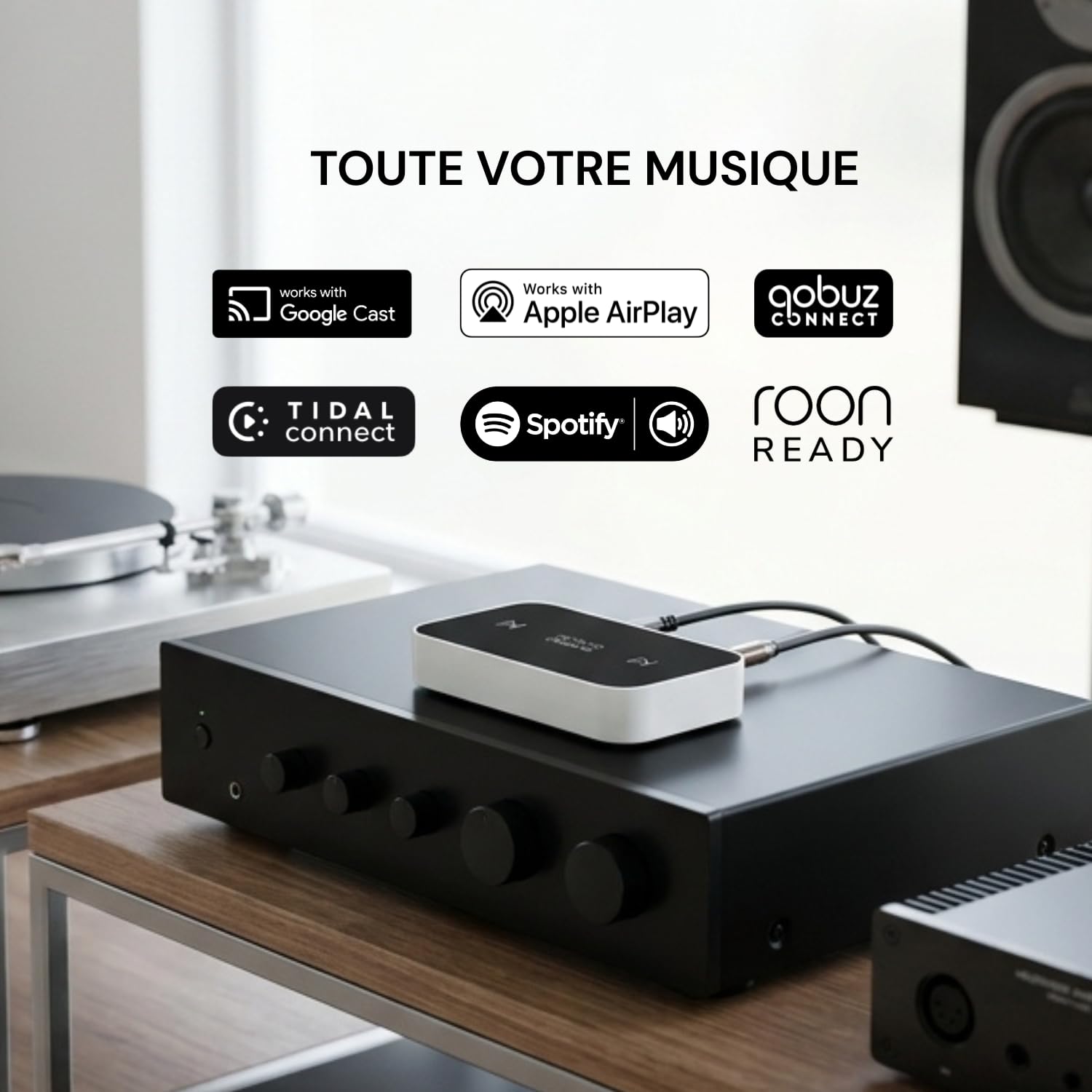 Octavio Stream G2 – Audio-Streamer, WLAN, kompatibel mit Google Cast, AirPlay2, Qobuz Connect, Spotify Connect, Tidal Connect, Deezer, Youtube Musik, Hi-Res, Multiroom, Radios (Kabel MiniToslink