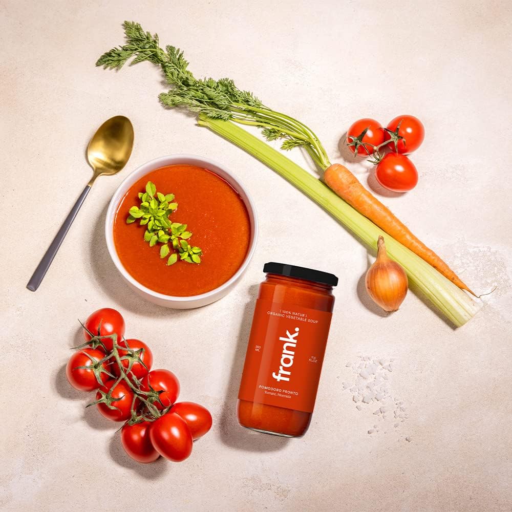 FRANK SOUP I Tomaten Suppe I 12 x 350ml I Bio Suppen Im Glas I Vegan & Bio Qualität I Aus Frischem Gemüse I Ohne Zucker Zusatz & Zusatzstoffe I Nachhaltig Verpackt I Clean Eating Geeignet