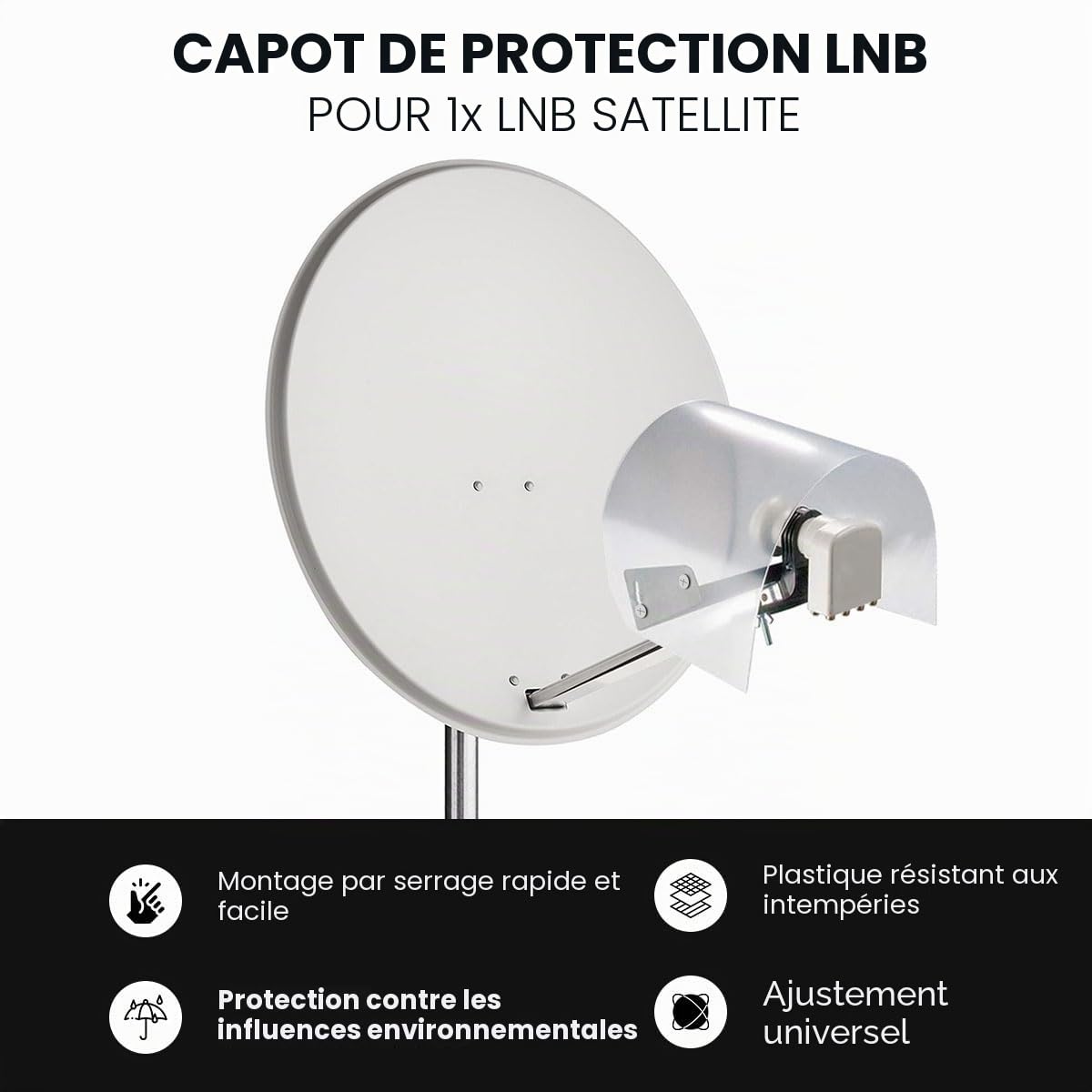 GSS LNB Capuchon de protection contre les intempéries pour 1 LNB, LMB Capuchon de protection contre la grêle, la neige, la pluie