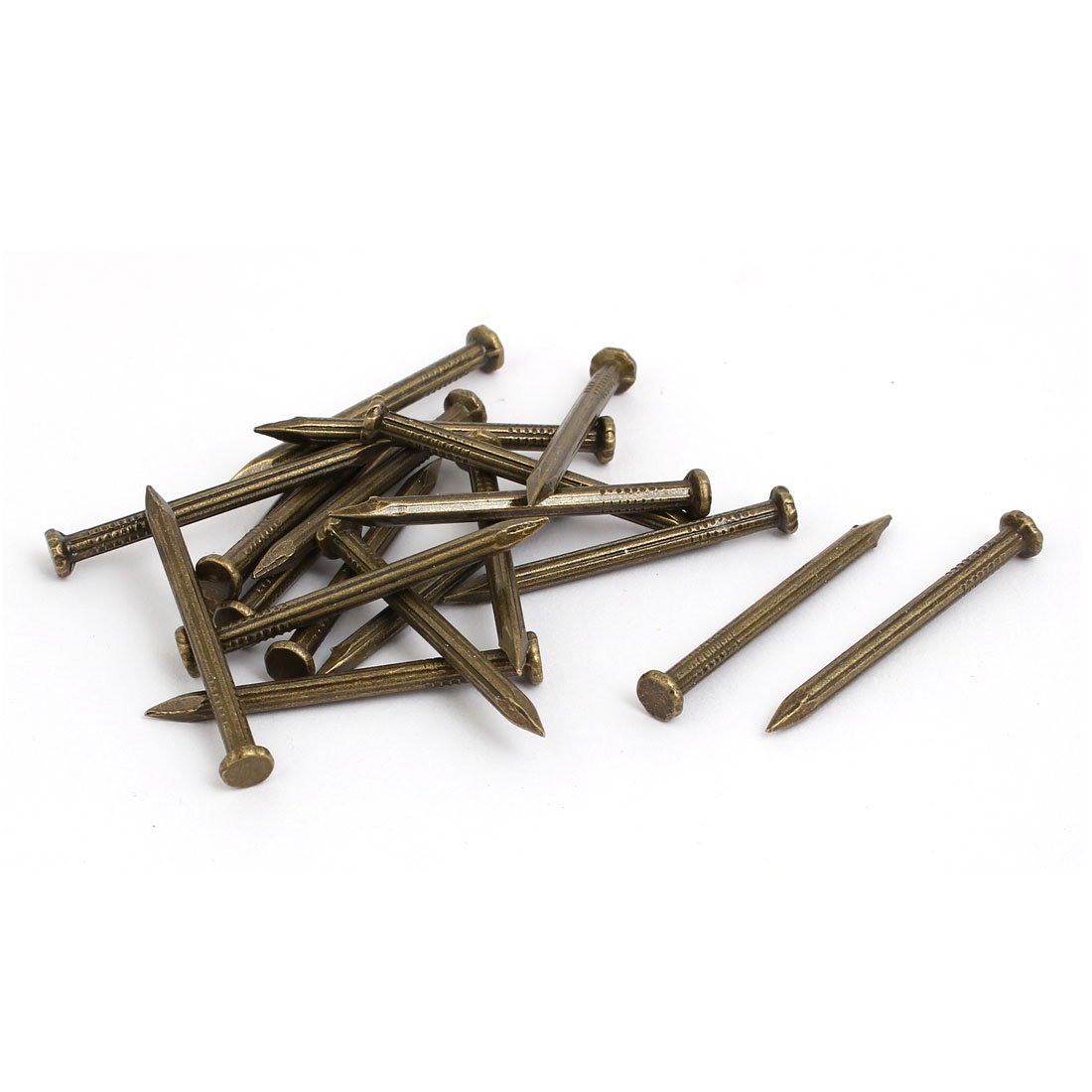 Aexit 3mmx40mm Carbon fastener Steel Point Tip Cement Nail Bronze Tone 20pcs Model:11as318qo284