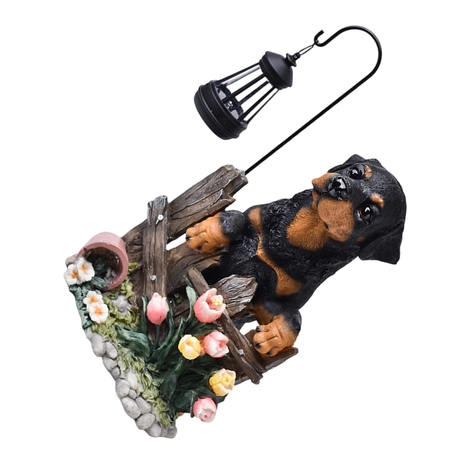 NVOQILIN Solar Canine Lamp Ornament Resin Figurine for Garden Fence Decor with Intelligent Light Sensing Function Yard Art Solar