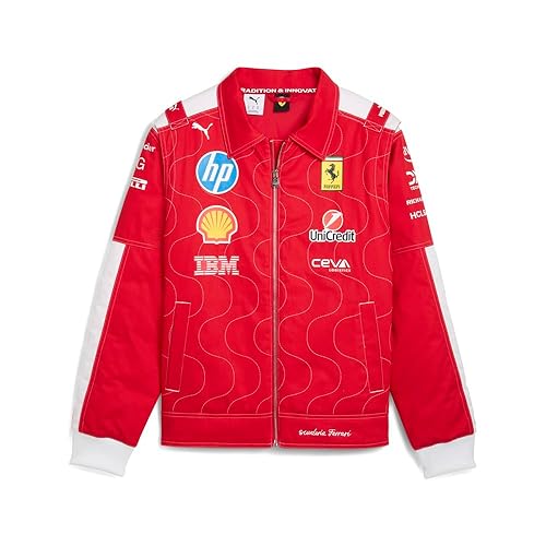 PUMA Mens Scuderia Ferrari Team Monza Racing Jacket Athletic Outerwear Casual - Red