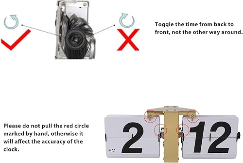 Miniatura 7 de Automatic Flip Clock Mechanical Digital Flip Down Clock with Gold Stand and White Flip, 12H Battery Powered for Desktop and Wall Hanging - Vintage