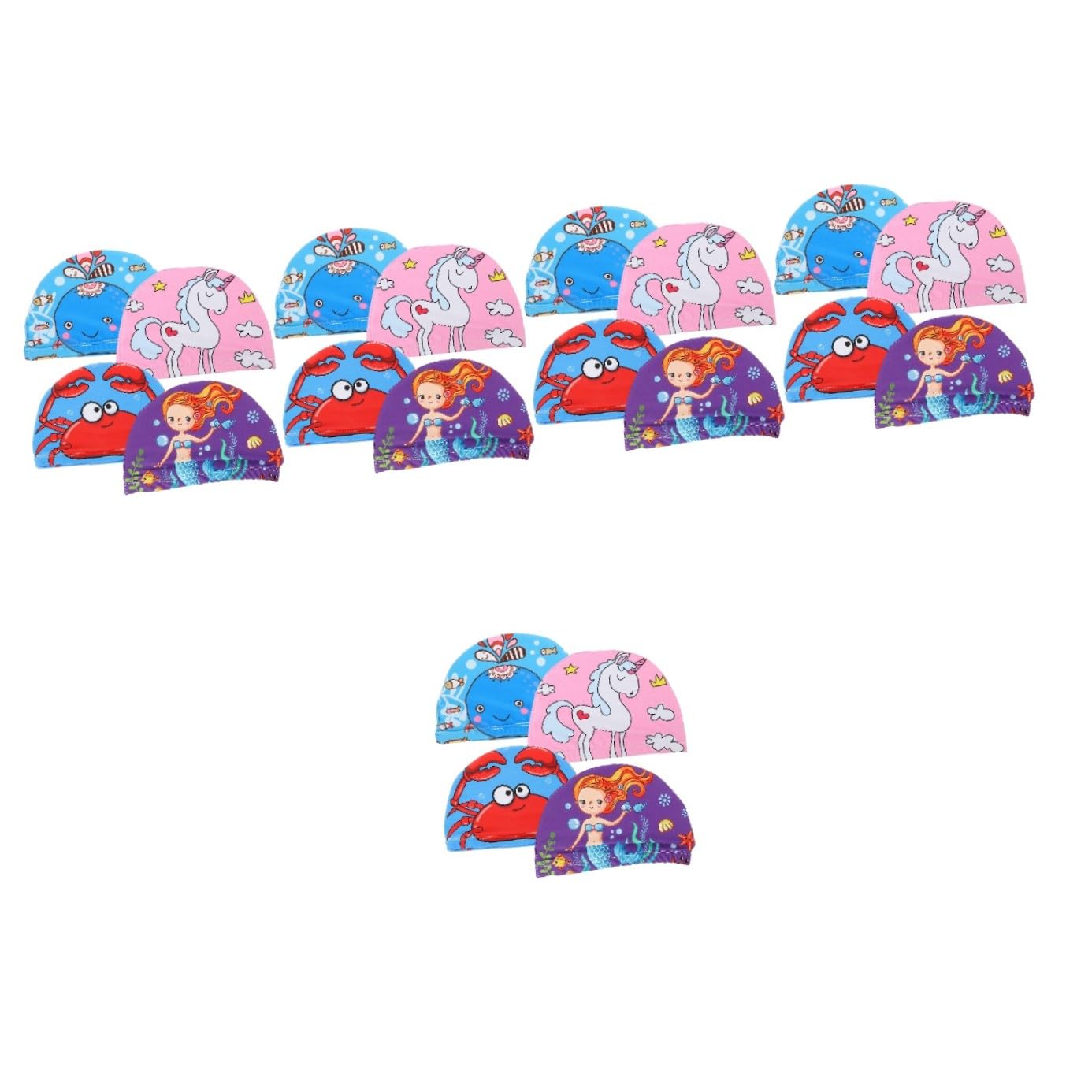 VANZACK 20pièces Bonnet De Bain pour Bonnets Crabe Licorne Sirène Baleine Élastique Et Flexible pour Natation Spa Et Baignade