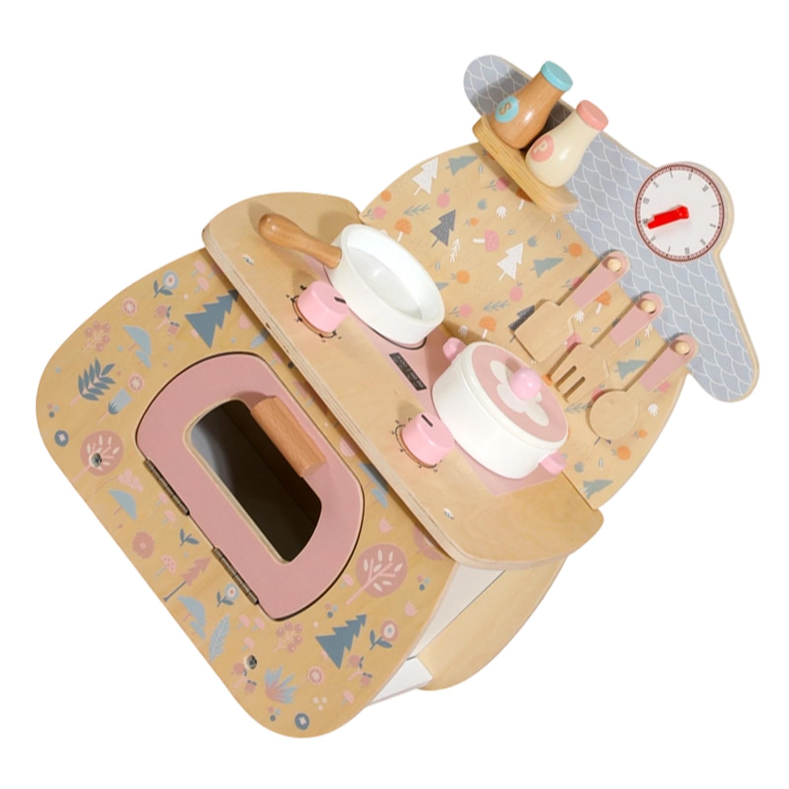 Küchen und Kochherd Set aus Holz, Rollenspielspielzeug mit Töpfen, Pfannen und Utensilien für Kleinkinder, Feinmotorik und soziale Fähigkeiten Rollenspielküchenspielzeug für