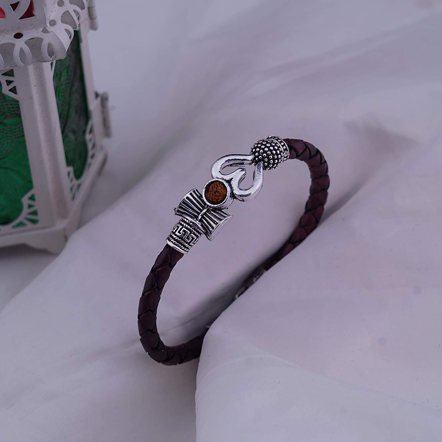 Bhumi09 Handcrafted Spiritual One Sided Metal & Brass Trishul Damru OM Rudraksha Beads Gold Plated Mahakal Shiva Bracelet for Men & Women (Silver) (B08FQWXXL8) Amazon Price History, Amazon Price Tracker