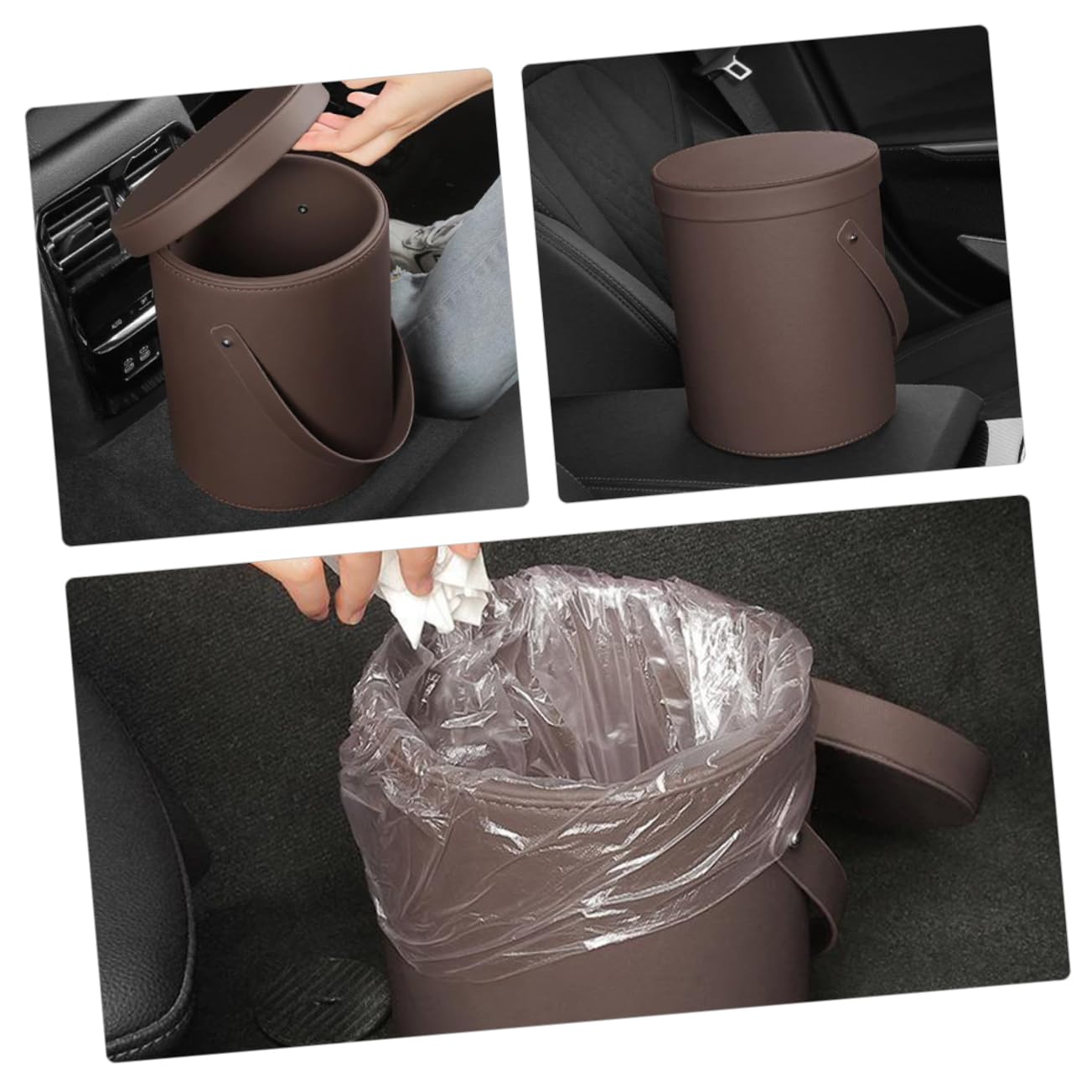 Mikinona Poubelle Suspendue pour Voiture PU Conteneur de Déchets Portable pour Intérieur de Organisateur Pratique pour Déchets et Umbrellas pour Voitures et Camions