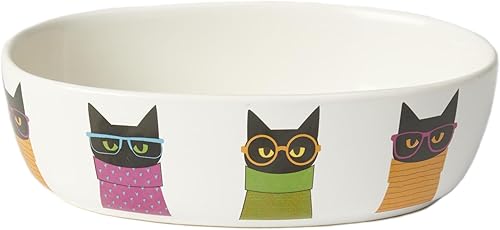 Miniatura 1 de PetRageous 18425 Smart Kitty - Cuenco ovalado de cerámica para gatos, 6.75 pulgadas de ancho y 2.13 pulgadas de alto, capacidad de 2 tazas, color