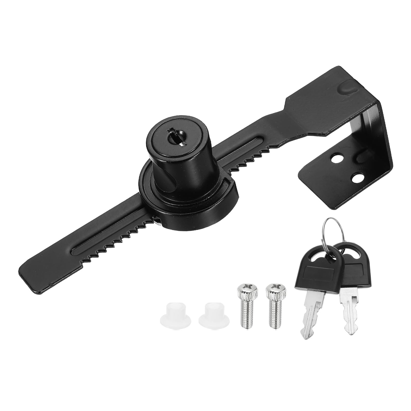 DEFANEX 1.3" Sliding Glass Door Ratchet Lock, Keyed Alike Secure Showcase Display Case Lock - No Drill, for 20-30mm/ 0.79-1.18 inch Cabinet Stores Glass Door, Black