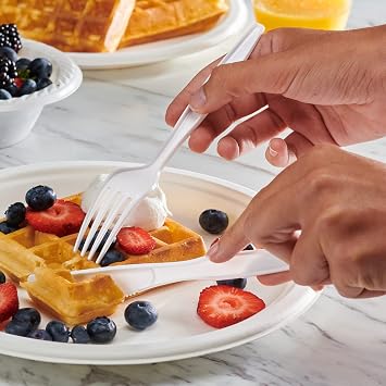 GUSTO [360 Combo Pack] Heavyweight Basic Silverware Set - 180 Forks, 120 Spoons, and 60 Knives, Disposable White Plastic Utensils, Perfect for Parties, Events, and Catering (Formerly Comfy Package)