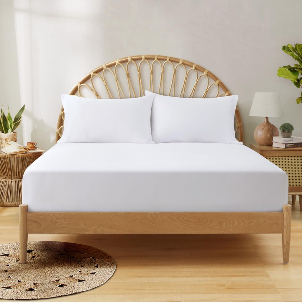 BambusChef Premium Bambus Spannbettlaken Topper - Pure White - 140x200x18  cm - fr Doppelbett - 100% Bio-Bambus - Antibakteriell - Hypoallergen -  Seidenweich - Thermoregulierend : Amazon.de: Kche, Haushalt & Wohnen