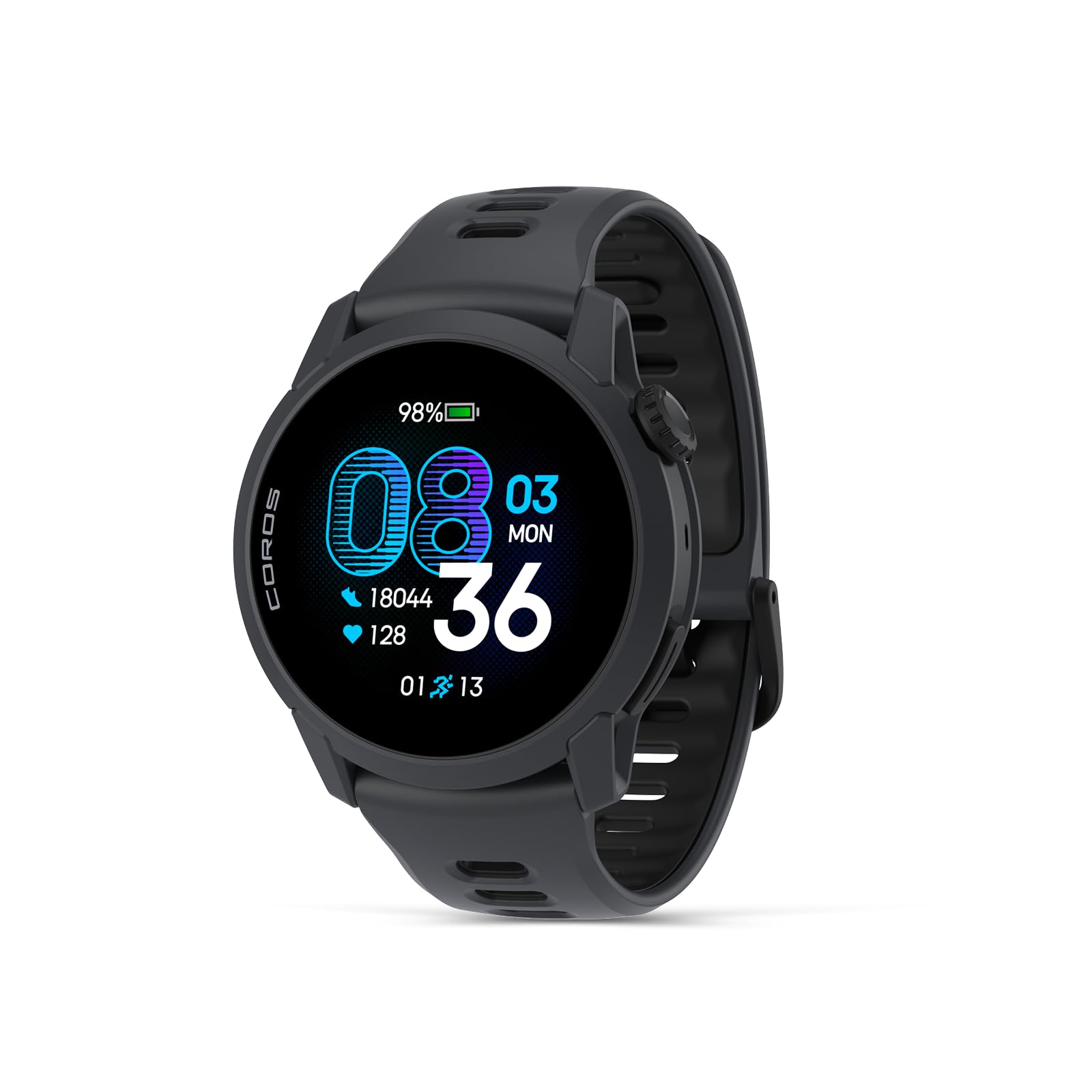 COROS PACE 4 Ultralight Sport GPS Watch, 1.2" AMOLED Touchscreen,19 days of daily use, Voice Features, Advanced Training Tools, GPS, Heart Rate Monitor, Navigation, Run, Bike, and Ski - Black Silicone
