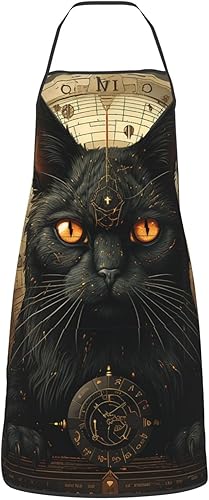 Ouija Board Black Cat Occult Mysterious Gold Chef - Delantal de cocina con bolsillo, impermeable, delantales de cocina para barbacoa, para hombres y
