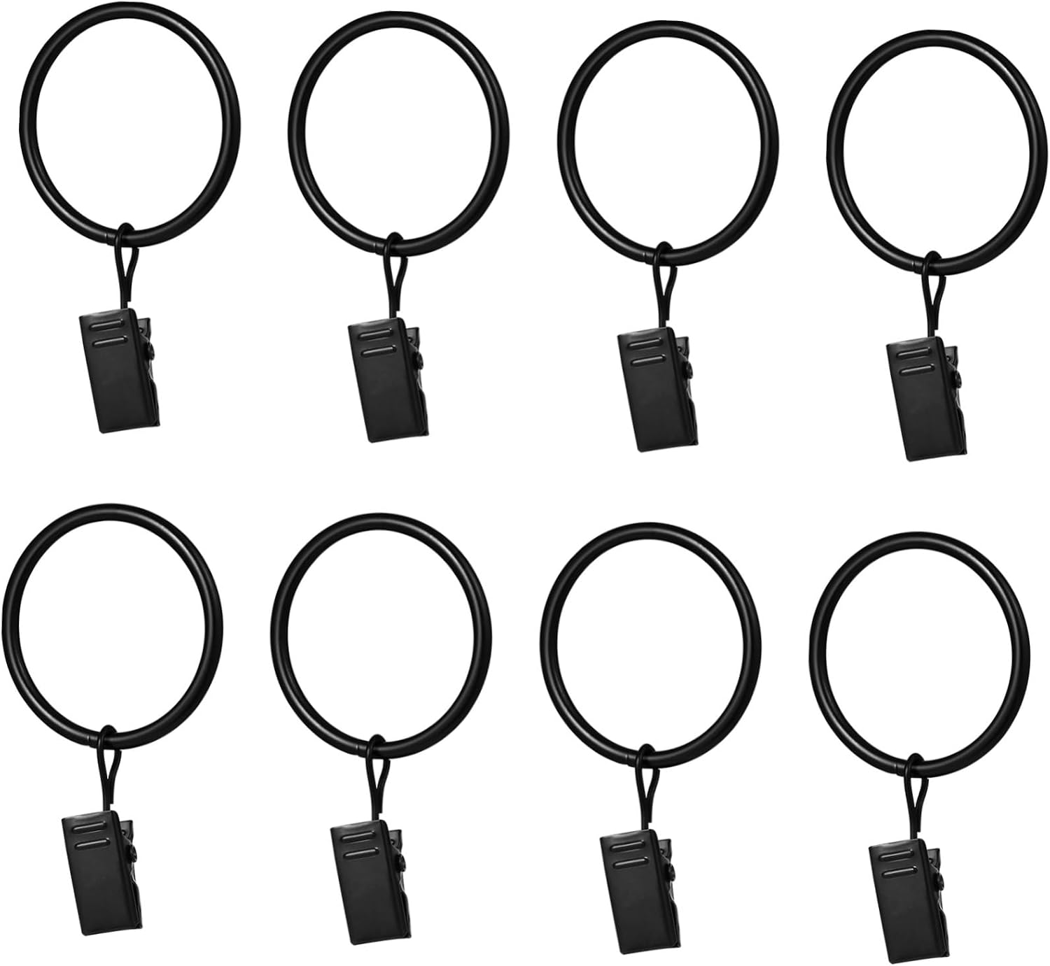 PRETYZOOM 50pcs Shower Curtain Ring Clips with Hooks Black 32mm Inner Diameter Metal Curtain Accessories for Bathroom