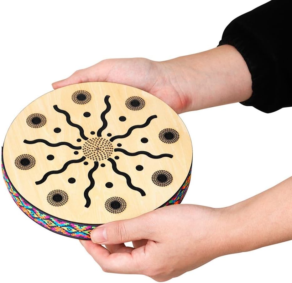 Wooden Ocean Drum, Stream Drum Rain Drum,For Yoga Meditation Sound Healing(8 Inch)