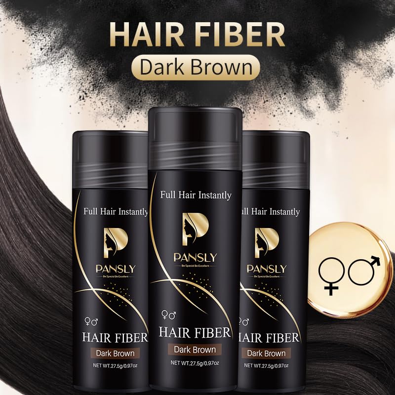 Dark Brown Hair Building Fibers for Thinning Hair Instant Thickener and Concealer Windproof & Water Resistant Volumizing Powder for Men and Women (Pack of 1)