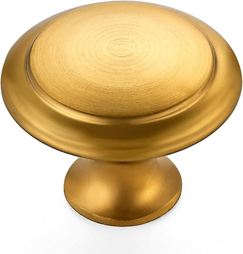 Ravinte Paquete de 30 pomos dorados para gabinetes de cocina, tiradores redondos de 1-14 pulgadas, manijas de cajón de acero inoxidable dorado,