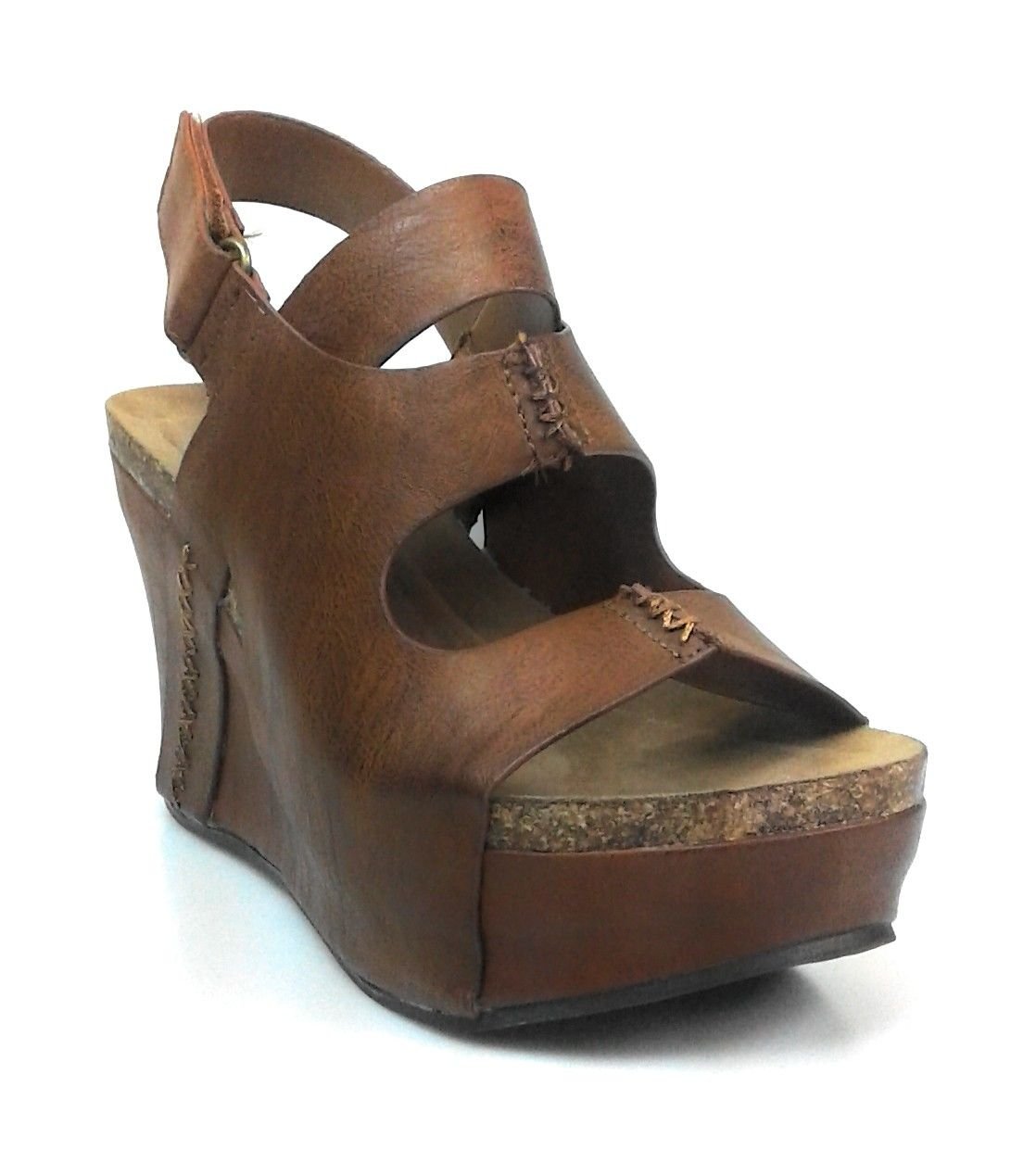 Pierre Dumas Hester-10 Women Low Wedge With An Adjustable Side Buckle,Whisky,8.5