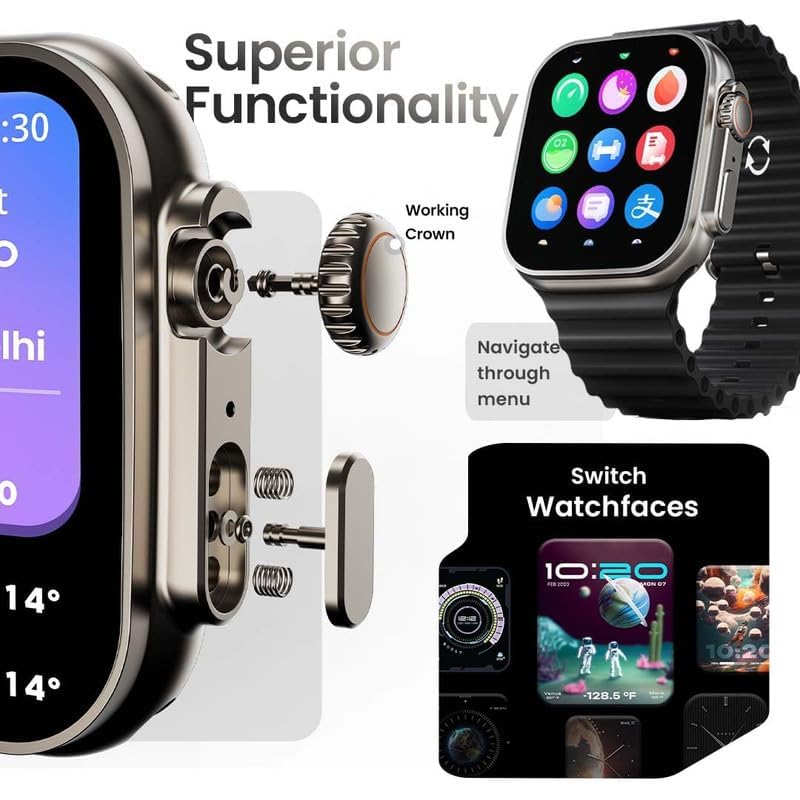 Exploded view of smart watch showing working crown and app menu