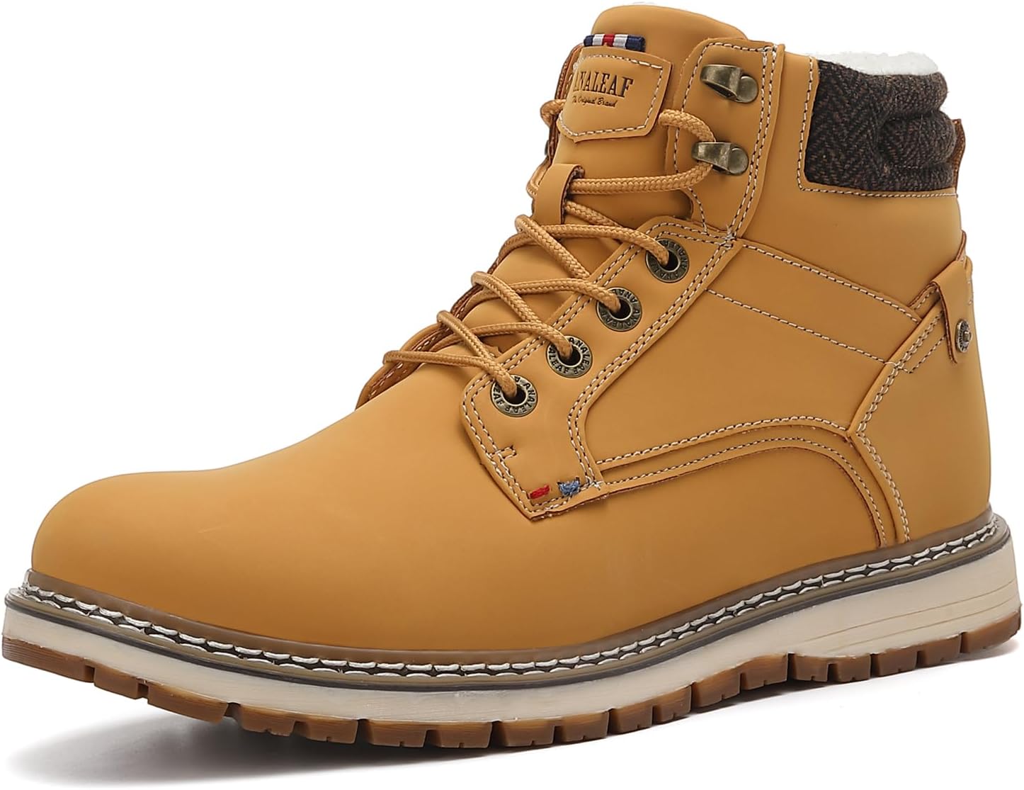 ANALEAF Mens Snow Boots Warm Winter Boots Non Slip Outdoor Fur Lined Shoes