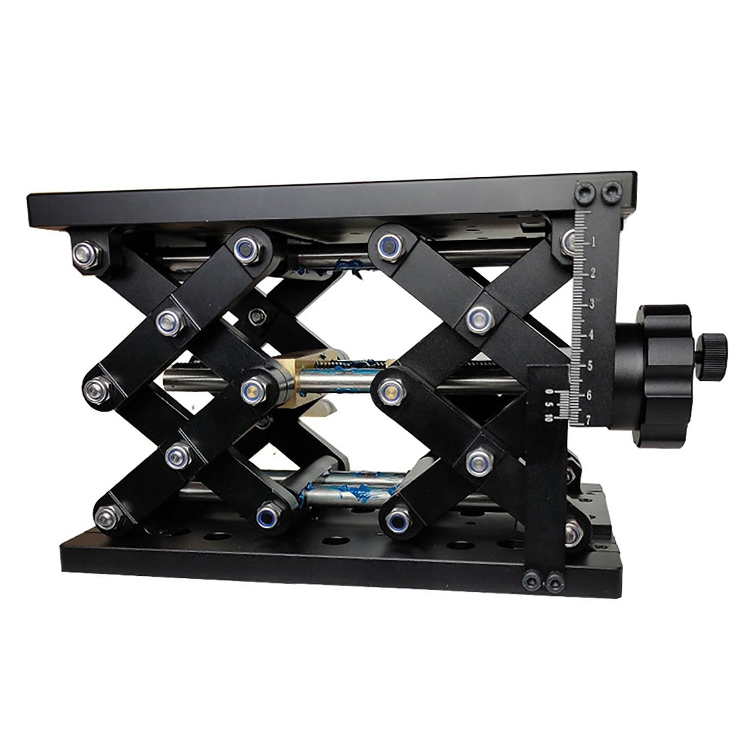 Gato Manual De Precisión para Laboratorio, Mesa Deslizante Óptica del Eje Z De 140 X 220 Mm con Regla Graduada, Carrera Vertical De 120 Mm Y Capacidad De Carga De 25 Kg para Laboratorio