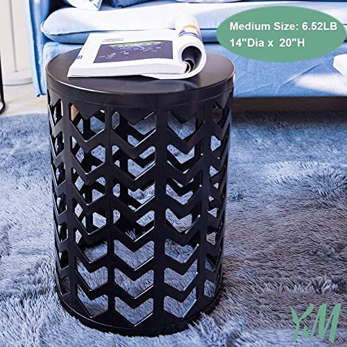 Set of 3 Stacking Coffee Table for Living Room, Indoor End Tables, Nesting Side Table, Outdoor Garden Stool with Heavy Duty Metal Frame Modern Industrial Decor - Pure Black (Ship from US)