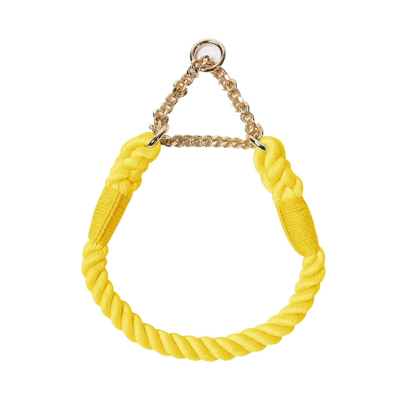 Dog Collar Comfortable Cotton Dog Collars Adjustable Braided Cotton Multi-Color Rope Collar With Durable Metal Dog Chain(Yellow,M) โ image 1