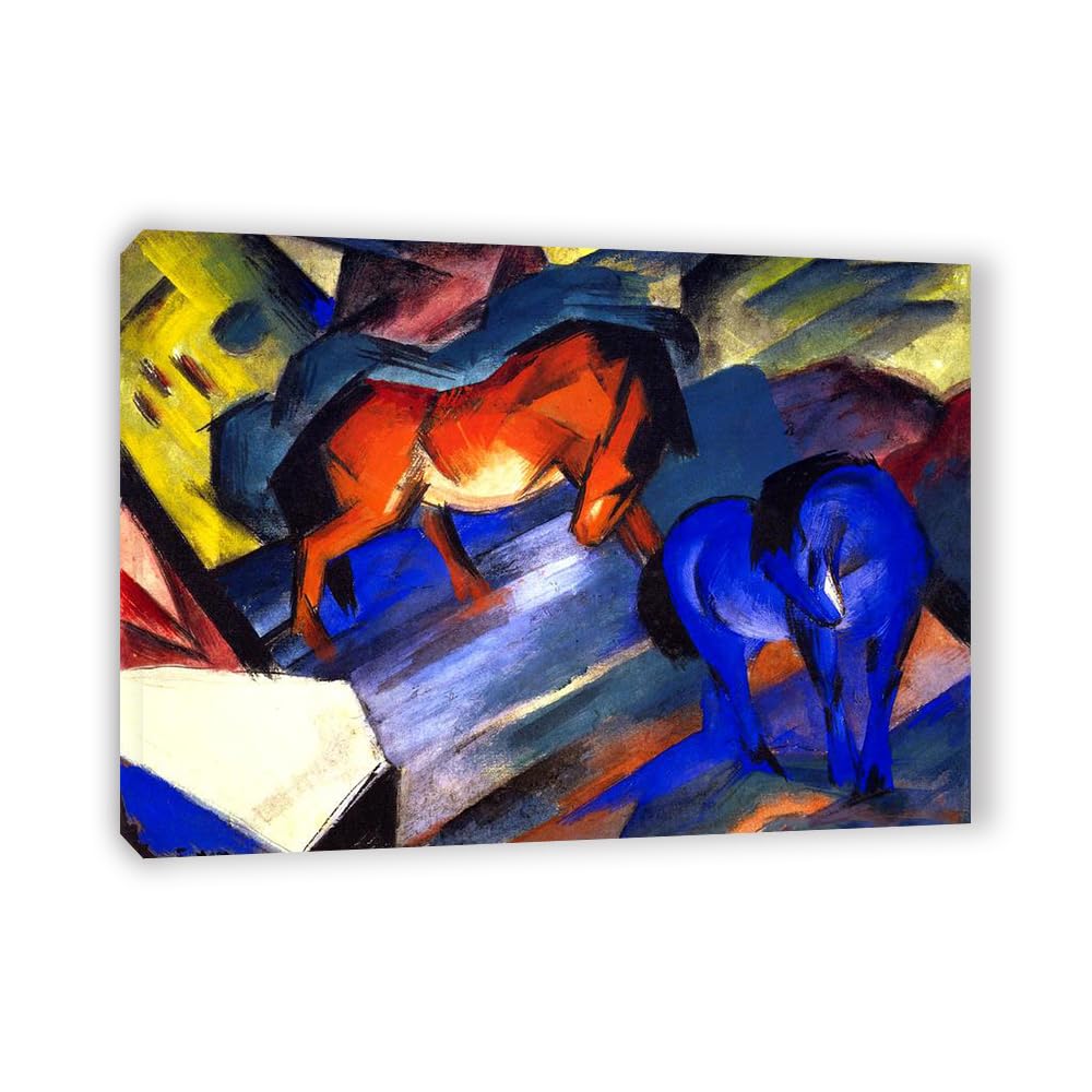LZ6J8C9 Franz Marc《Red and Blue Horse》Famous Canvas Paintings Reproductions.(30x42cm(11.8x16.5in)/Inner Frame)