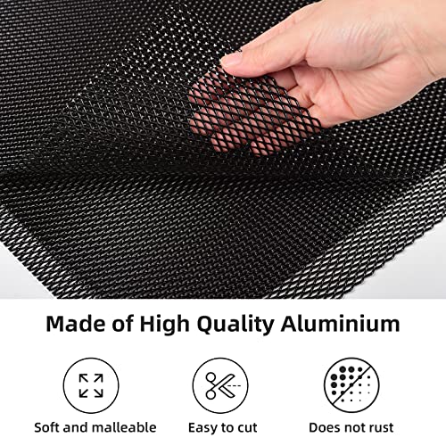 Image of AggAuto Universal 13 inchx13 inch Car Grill Mesh - Aluminum Alloy Automotive Grille Insert Bumper Rhombic Hole 4x8mm, 3Pcs One of the Most Multifunctional Shape Grids Black
