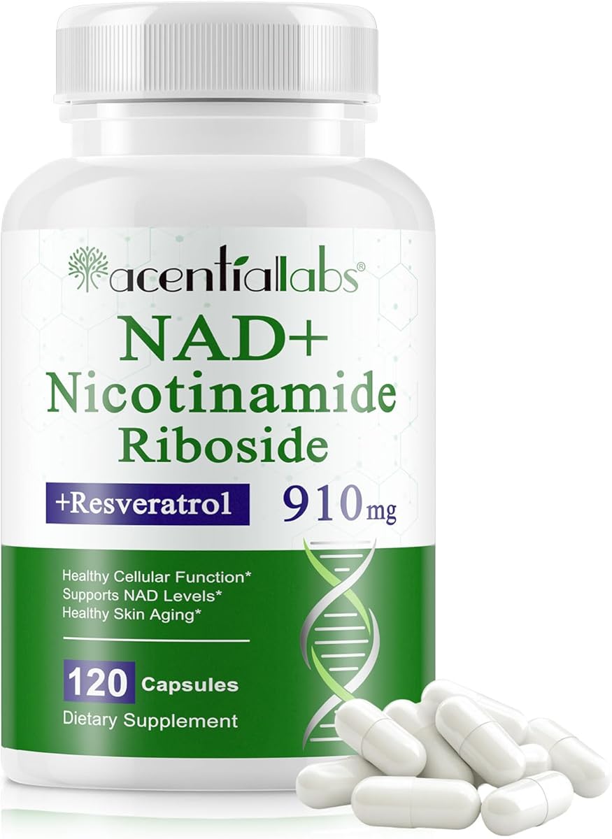NAD Supplement, Nicotinamide Riboside, NAD 910MG Liposomal Supplements for Women & Men, NAD+ Supplement for Anti Aging and Cell Regeneration -120 Capsules