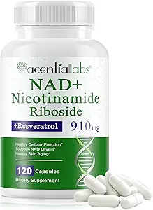 NAD Supplement, Nicotinamide Riboside, NAD 910MG Liposomal Supplements for Women & Men, NAD+ Supplement for Anti Aging and Cell Regeneration -120 Capsules