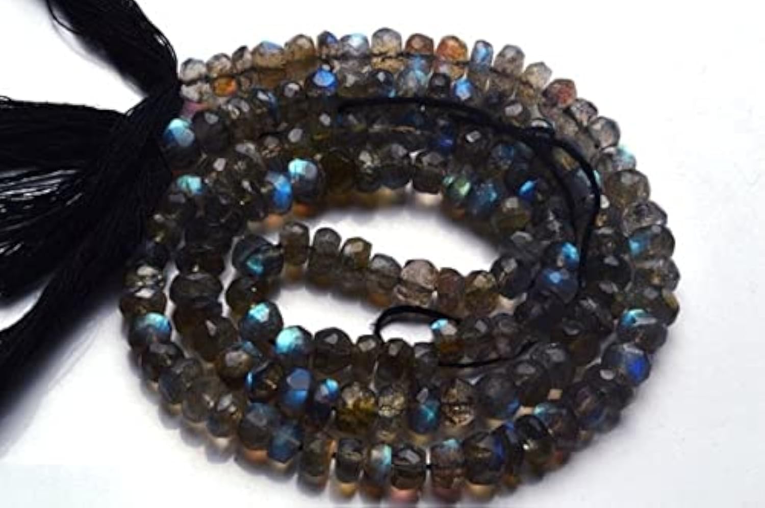Labradorite naturelle perles rondelles facettées 5mm fil de 10 pouces LKBEADS Blue Fire