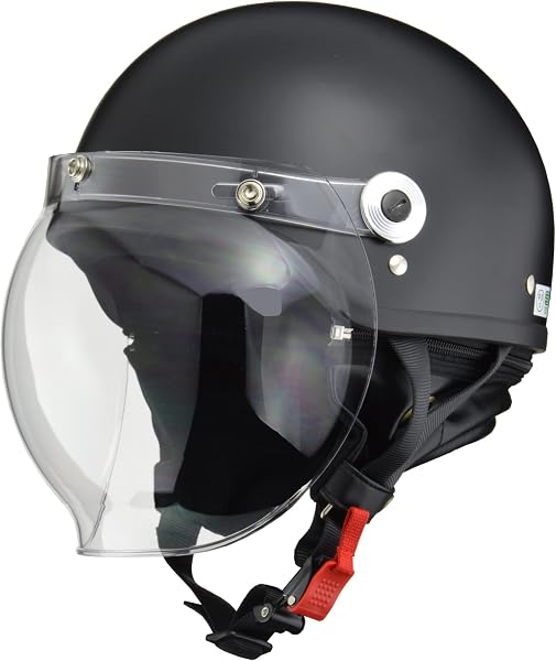 リード工業(LEAD) バイクヘルメット ジェット CROSS バブルシールド付き ハーフマットブラック CR-760 - FREE (頭囲 57cm~60cm未満) - 1
