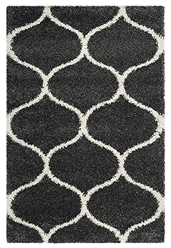 Image of Urban Modern Decor Features 4x6 Feet Modern Soft Shaggy Carpet Thick, Fluffy & 2 inch Pile Shag Rug for Your Kids Room, Bedroom & Livingroom(4x6 feet, Grey with Ivory)