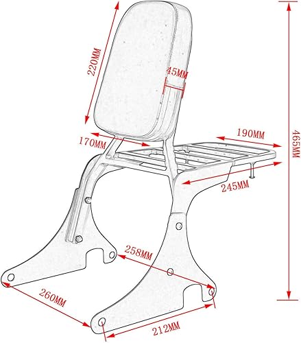 Miniatura 4 de Asiento trasero de motocicleta negro respaldo Sissy Bar respaldo compatible para Kawasaki Vulcan 400 VN400 vulcan 800 VN800