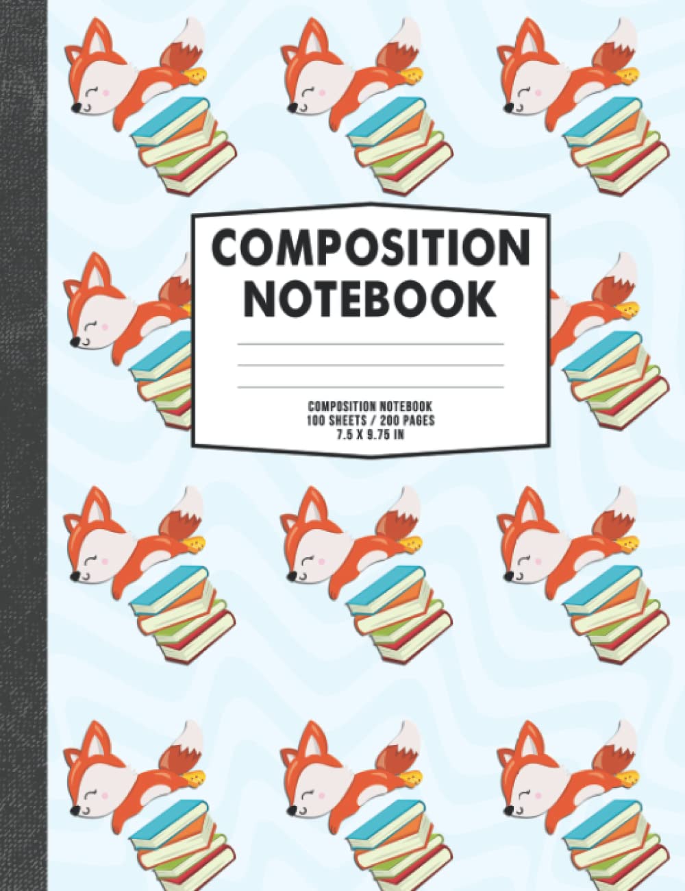 Fantastic Scholastic Composition Notebook: Smart Fox Jumping Over Books | Wide Ruled