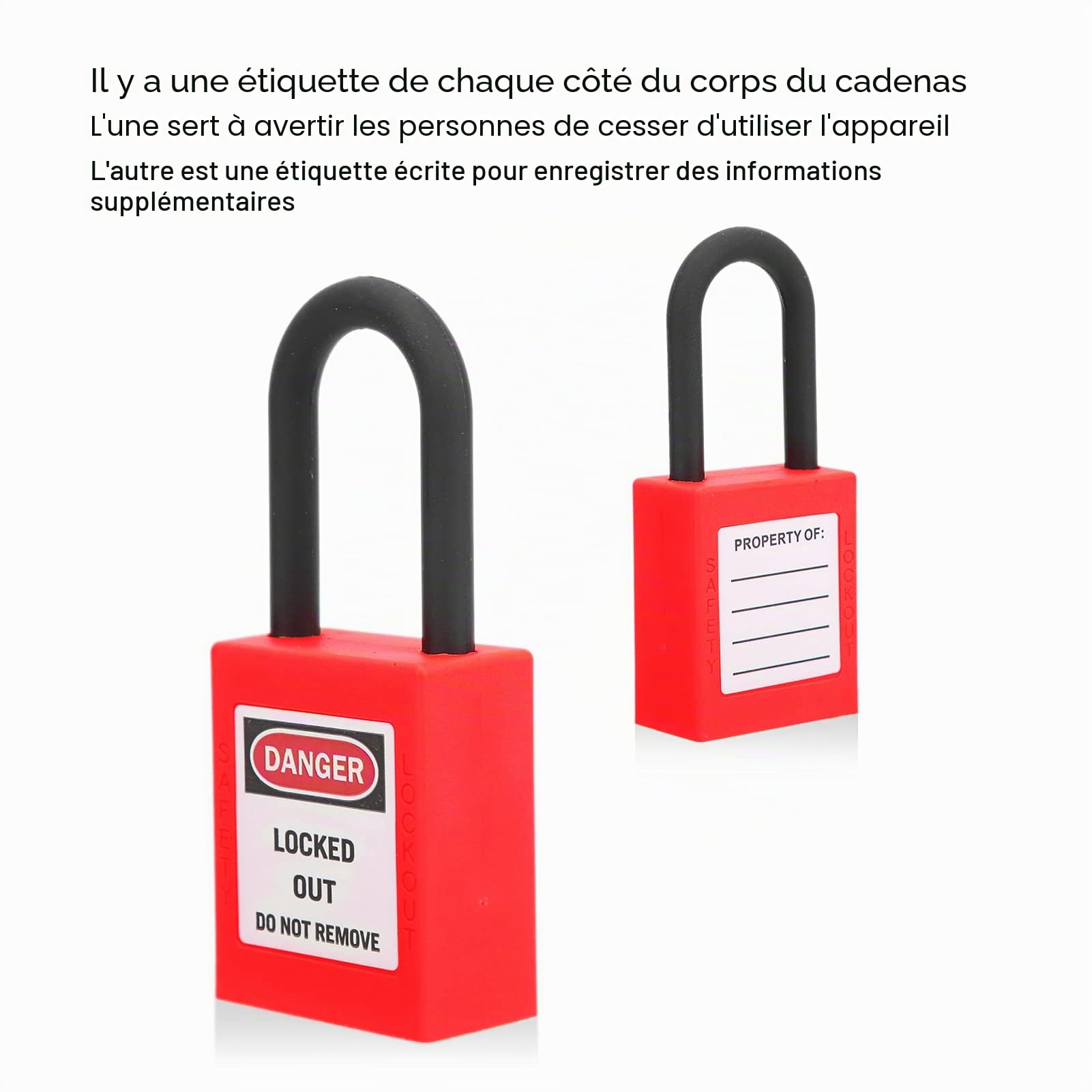 FILFEEL Verrou de Consignation, Cadenas de Sécurité en Nylon 38 Mm pour Site Industriel, Ensemble de Cadenas de Sécurité avec 2 Clés par Serrure, 10 Ensembles(Rouge)