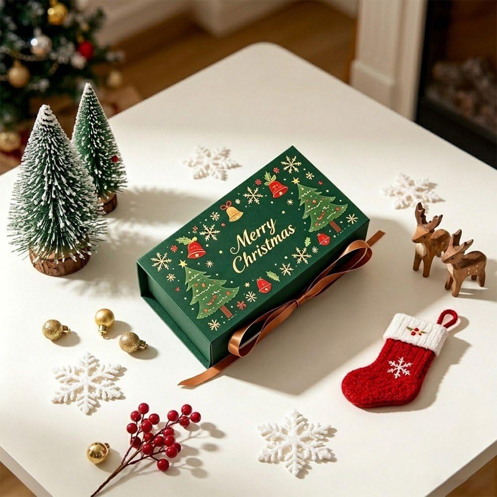 100 Scatole per Caramelle Natalizie, Scatole Regalo per Biscotti a Forma di Albero di Natale, Scatole Decorative per Bomboniere E Decorazioni Natalizie.