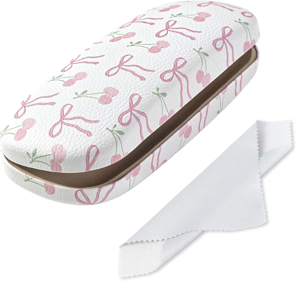 Estuche rígido para gafas, estuche protector de cuero para gafas de sol con paño de limpieza, lindos estuches para gafas para mujer