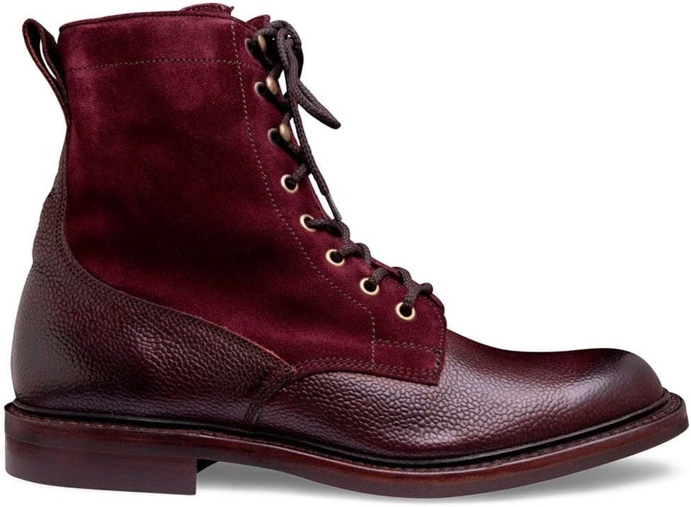 Joseph Cheaney & SonsCheaney Men's Handcrafted Scott R Fur Lined Derby Boot in Burgundy Grain Leather and Plum Suede