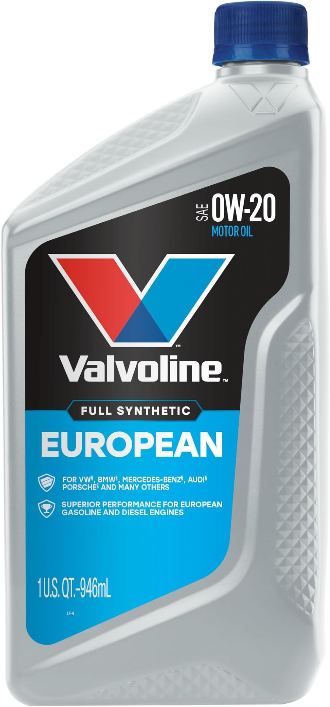 Valvoline European Vehicle Full Synthetic SAE 0W-20 Motor Oil 1 QT (Pack of 5)