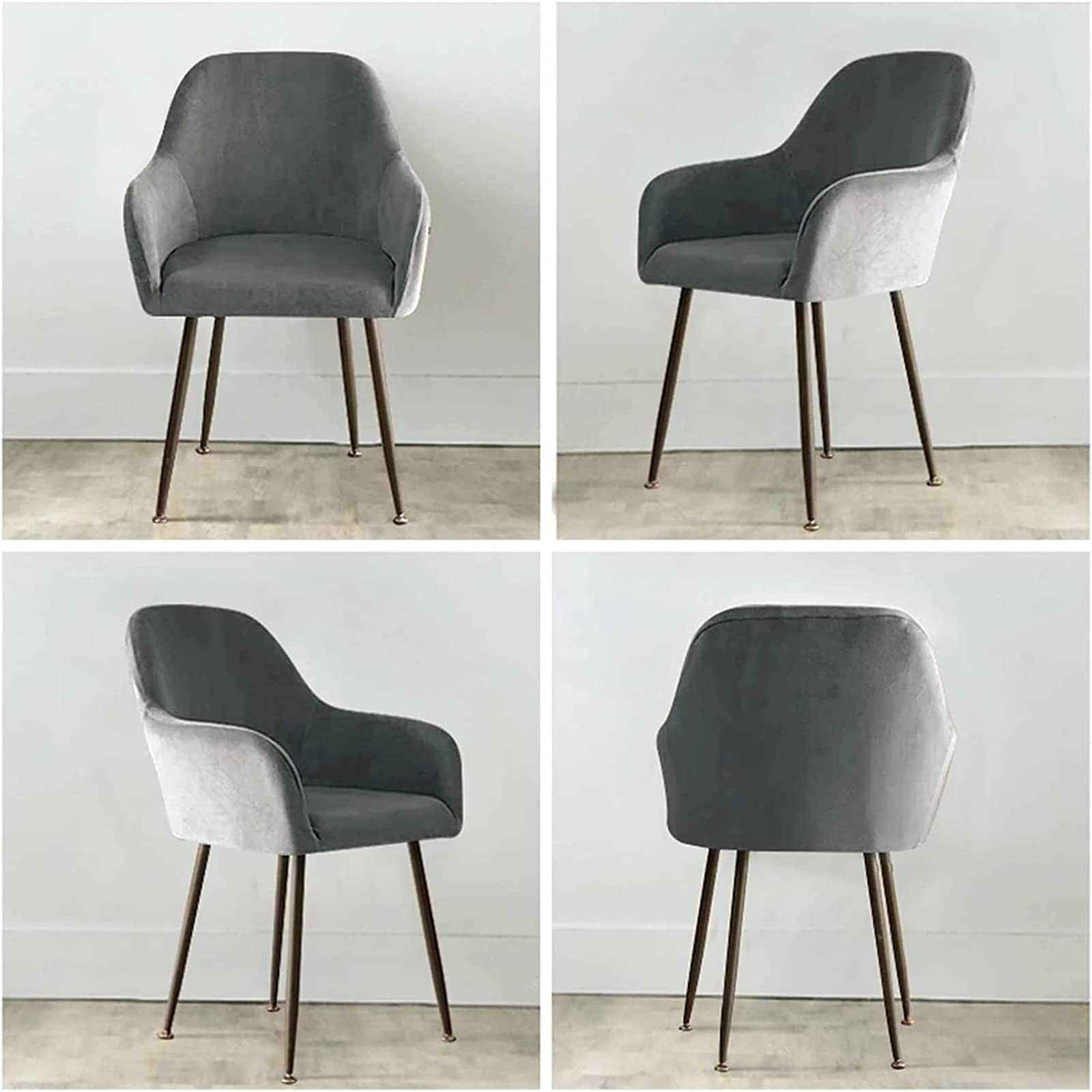Fundas para sillas de Comedor, Fundas de Terciopelo con reposabrazos, Cubiertas con Respaldo Curvo para Cocina, Lavables,A,4 Piezas