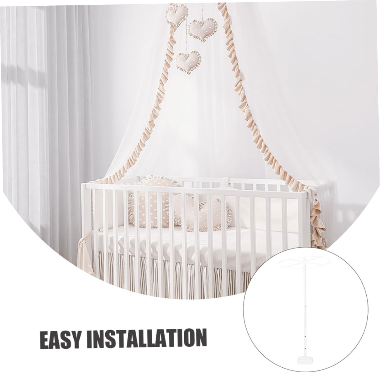 2 Set Baldacchino per Culla Regolabili per Rete Zanzariera Design Facile da Installare Compatibile con Vari Culle e Rimovibile per Pulizia Semplice