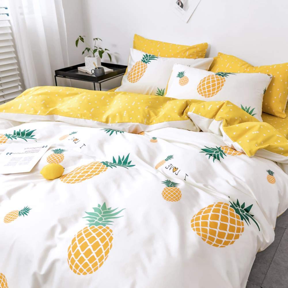 Trapunta di Lino Trapunta Set di Due Pezzi Ragazza Cuore Biancheria da Letto in Tre Pezzi Dormitorio per Studenti in Cotone Singolo Giallo, 1,2,0 m Letto 220 x 240 cm
