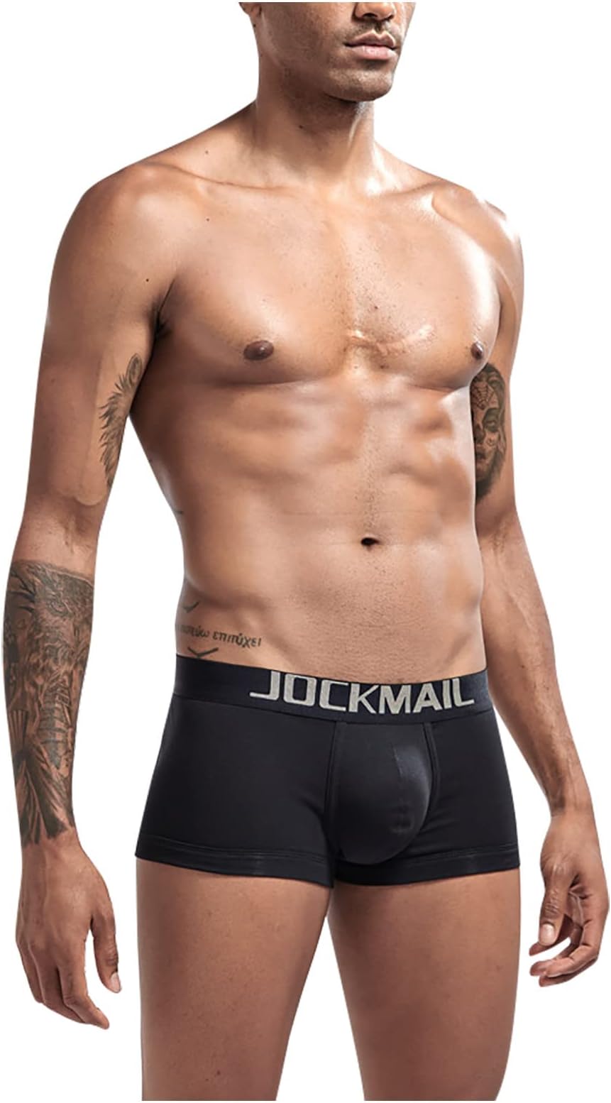 Men Basic Low Waist Sexy Solid Color Stretch Boxers Slim Fit Breathable Comfortable Underwear Soft Panties Casual Undergarments Elastic Band Letter Print Belt Boxer
