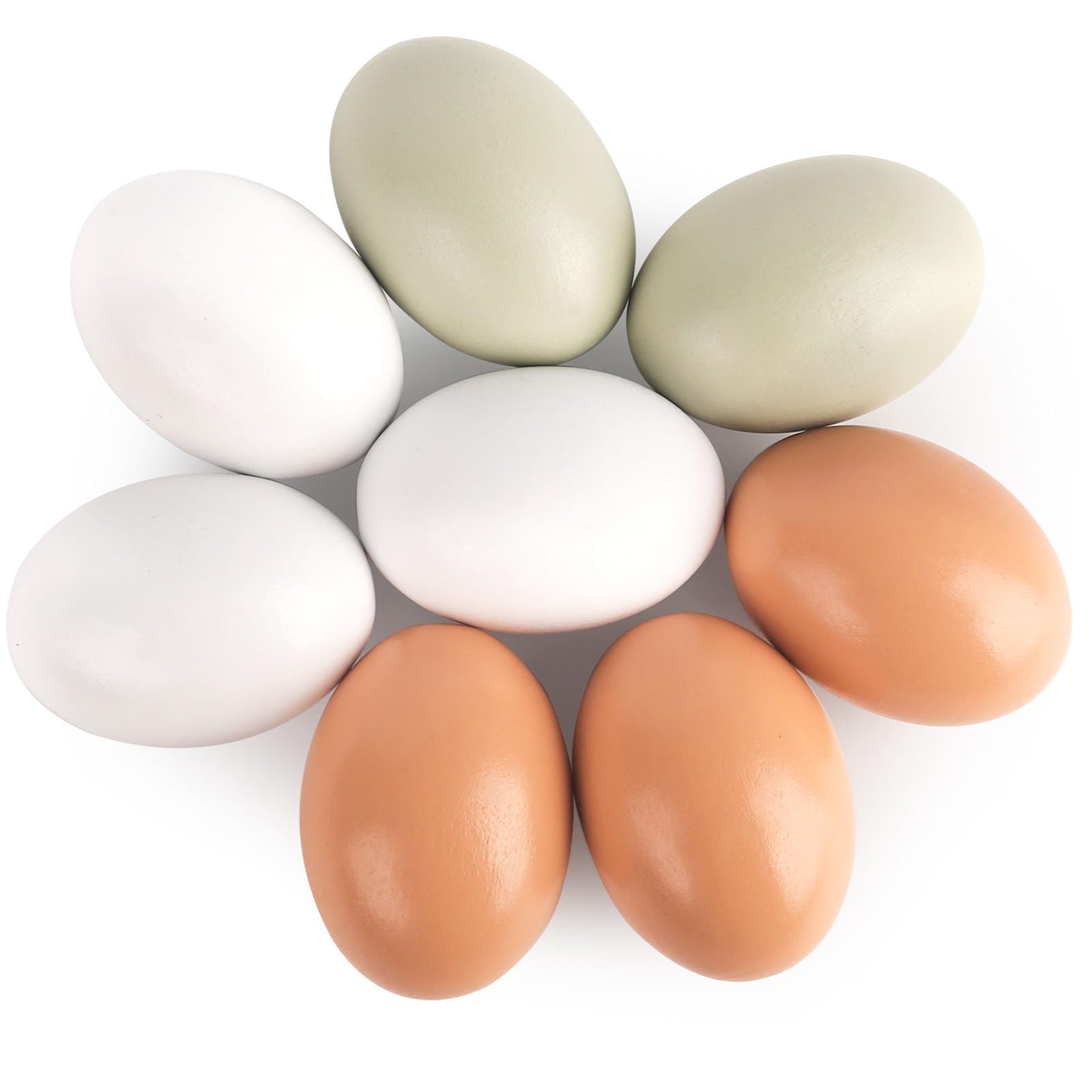 Huevos de Pascua de madera, 8 unidades, huevos de madera de 3 colores para manualidades, anidación de pollo, juguete de comida teñible