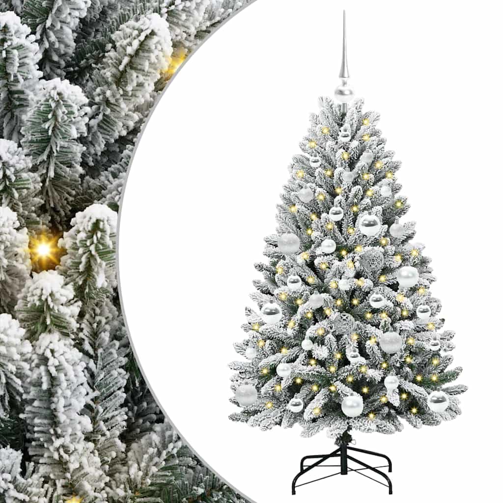 Albero di Natale artificiale verde e bianco 120 cm, PVC e metallo, pieghevole con rami realistici, ideale per interni ed esterni protetti, facile da montare, decorazione festiva