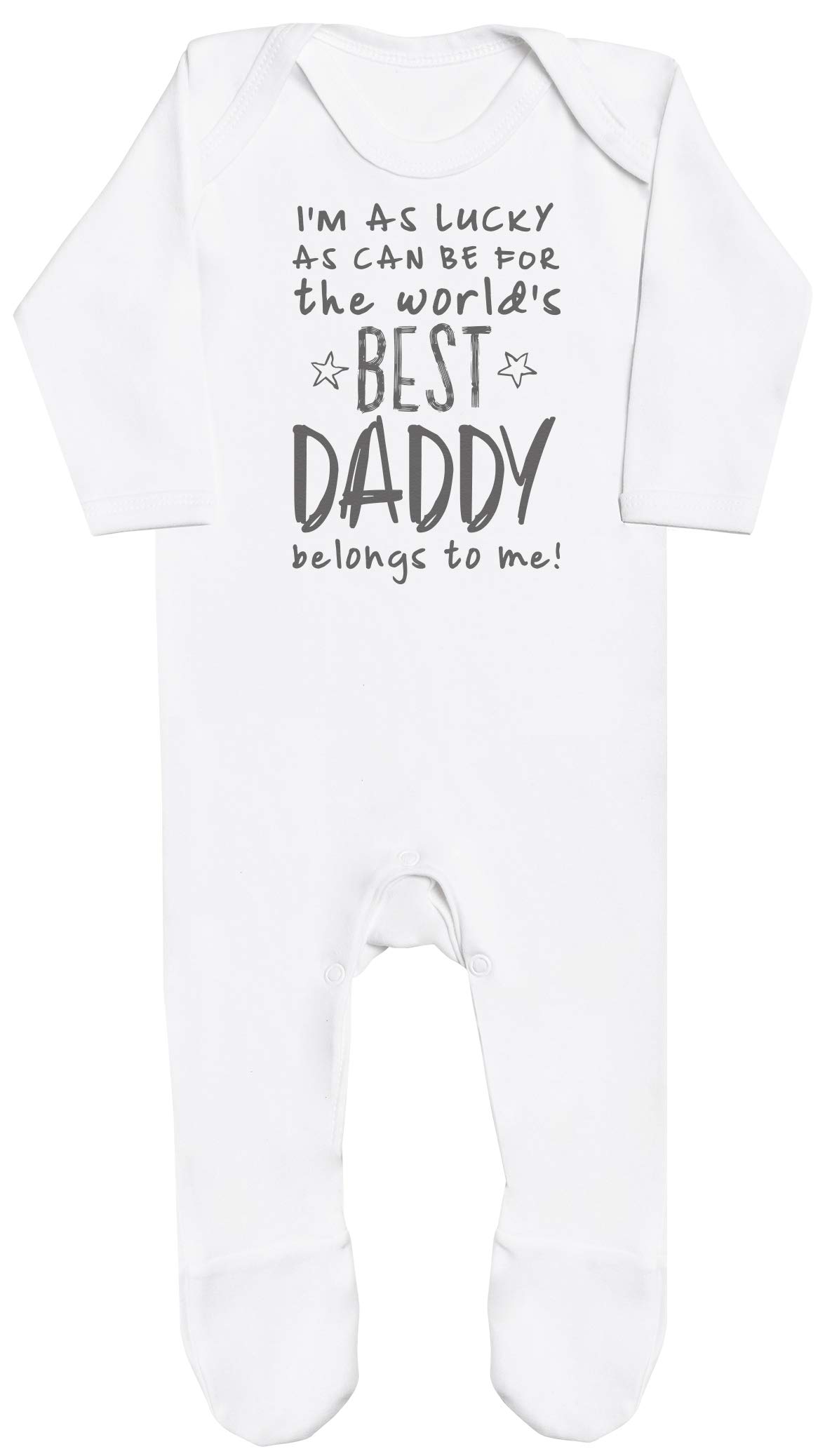 Zarlivia Clothing I'm As Lucky As Can Be Best Daddy Belongs to me! Baby Boy Romper, Baby Girl Romper, Baby Romper - Newborn White
