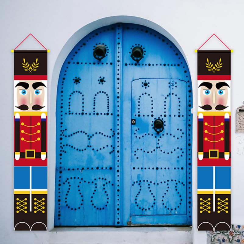 Ciieeo Décoration De Noël Casse-Noisette 180X12 Pouces Panneau Suspendu pour Porte D'Entrée Ambiance Festive pour Maison Restaurant Hôtel