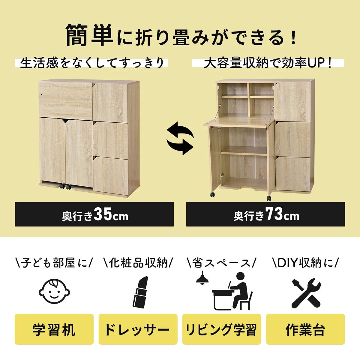 Amazon | DORIS ドリス デスク パソコンデスク 折りたたみ 収納ラック